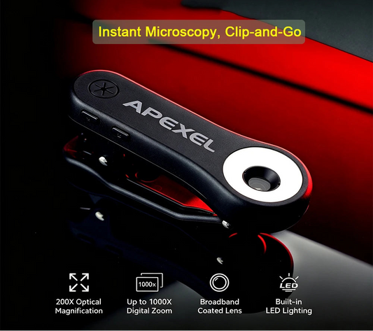 200X Mobile Phone Microscope Clip On Lens with LED Light