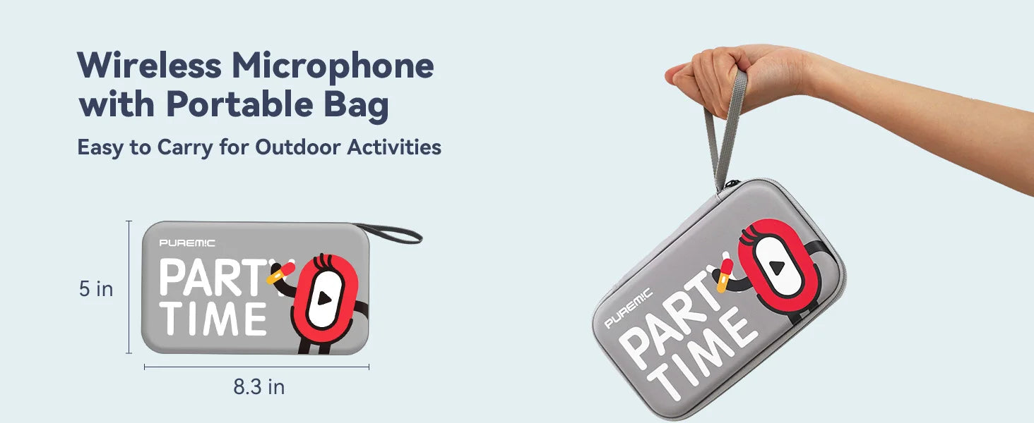 Tesla Karaoke Mic with Portable Bag, Wireless Mic with 8 Joy Effects, Rechargeable Mic with Type-C & Aux in Receiver