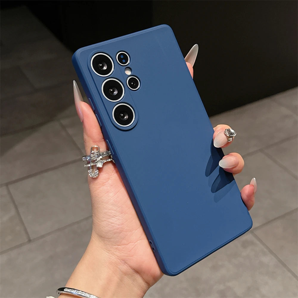 Candy Color Original Liquid Silicone Phone Case For Samsung S25 Ultra S22 S23 FE S24 Plus 5G Shockproof Soft Full Cover