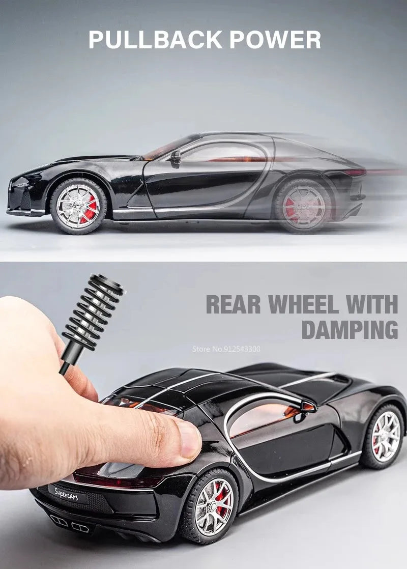 1:24 Scale Bolide Atlantic Car Model Toy Alloy Body Rubber Tire Shock Absorption Vehicle Models Sound&Light Ornaments Gifts