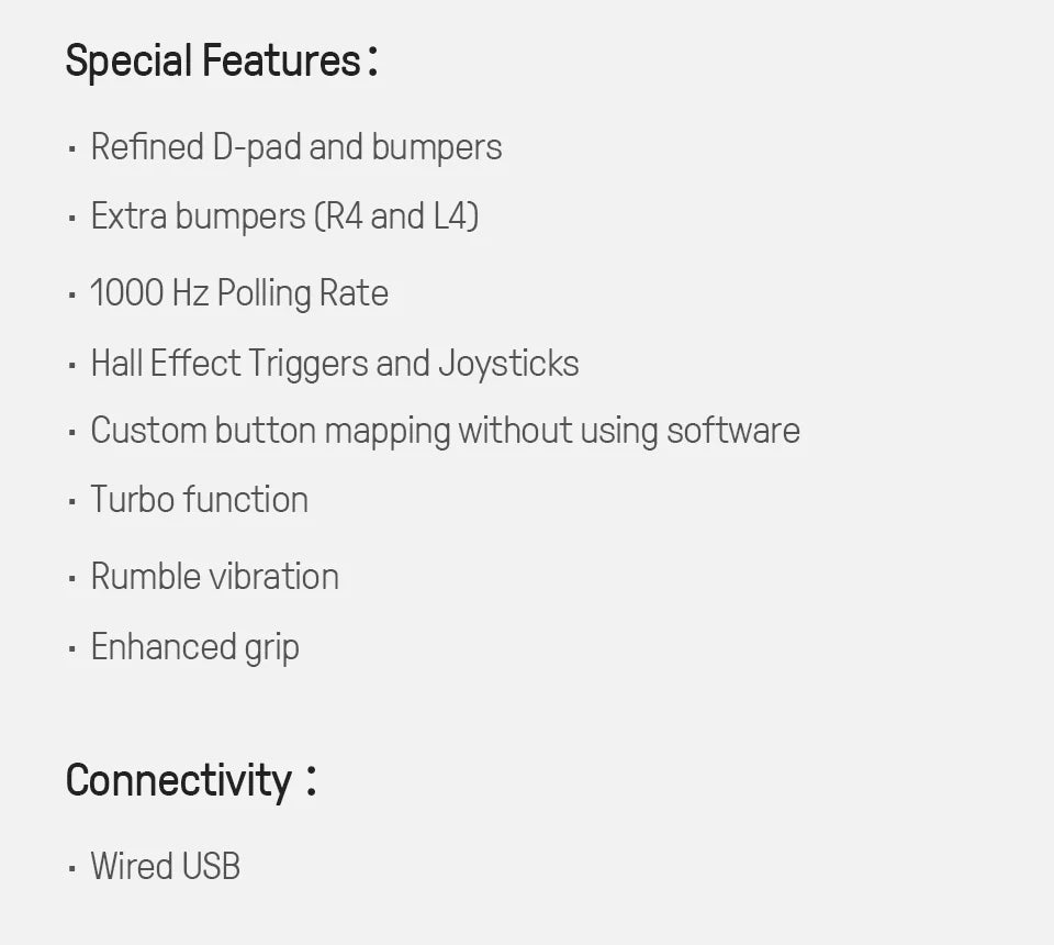 Wired Gaming Controller with Hall Effect Joysticks and Triggers for PC and Android