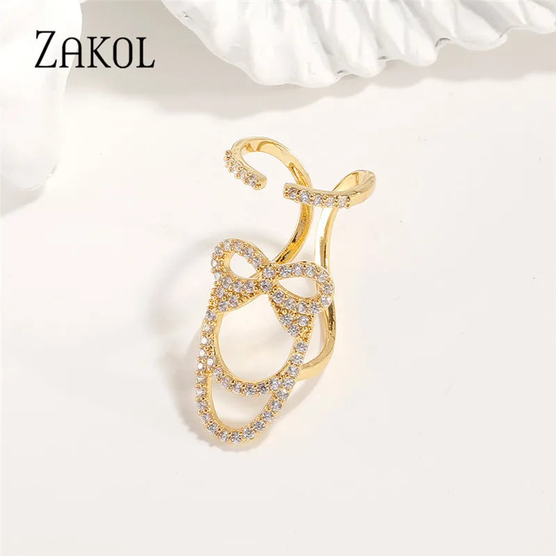 Trendy Hollow Zirconia Fingertip Nail Ring Thin Gothic Open Rings