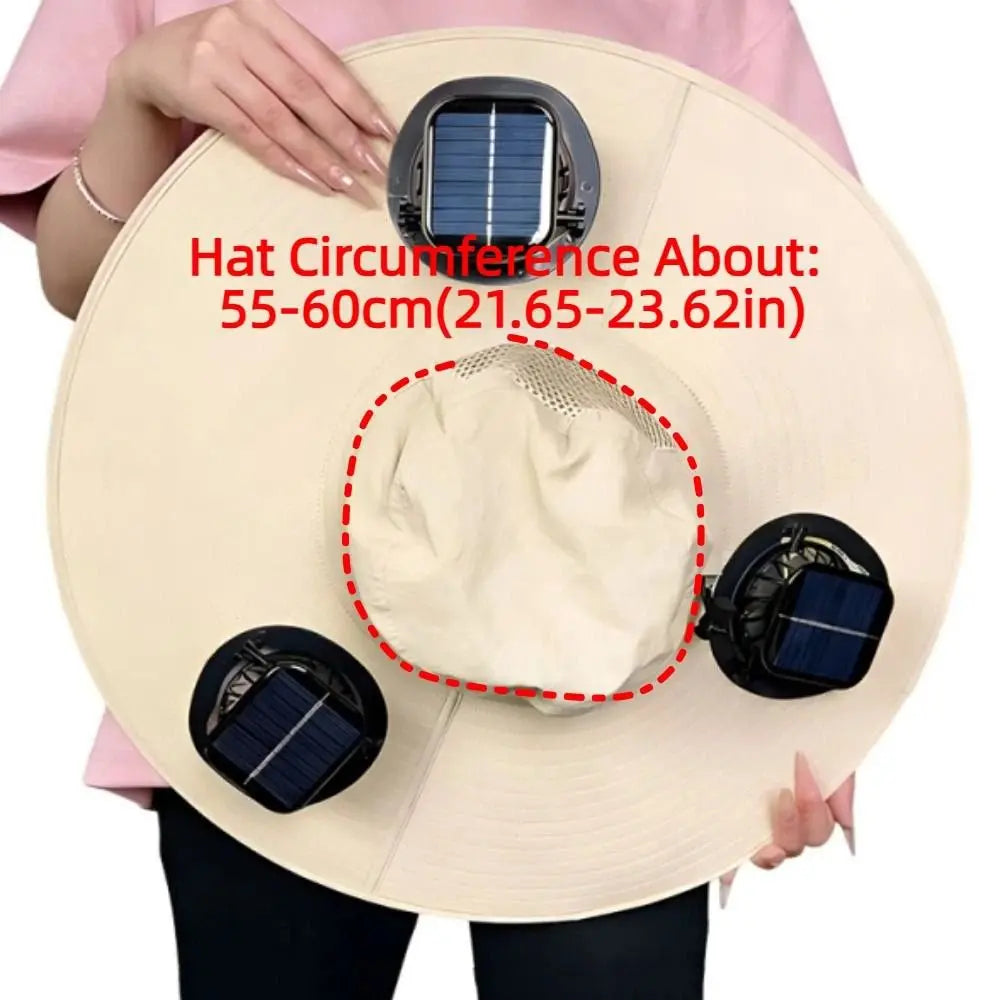 Three Fan Solar Cooling Sun Hat With USB Charging