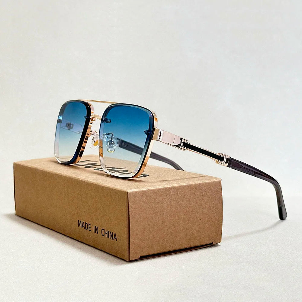 Square Alloy Frame Sunglasses With UV400 Protection