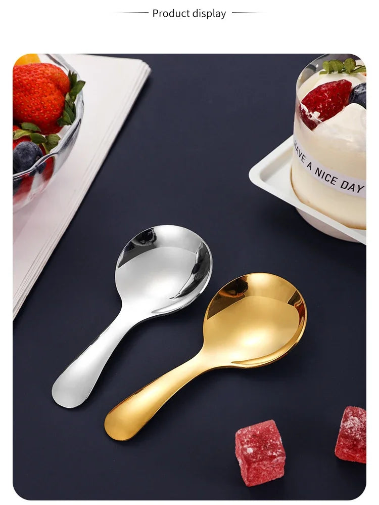304 Stainless Steel Cute Spoon Adorable Short Handle Creative Utensil for Dessert Milk Powder Easy Clean Durable Safe