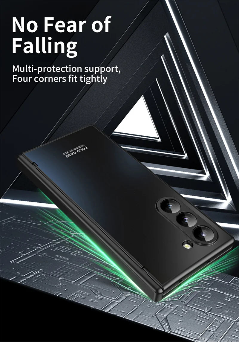 Anti-Shock Frosted Plating Full Body Case for Samsung Galaxy Z Fold 4 Fold4 Fold5 Fold3 Fold 5 3 2 5G fold2 Screen Glass film ﻿