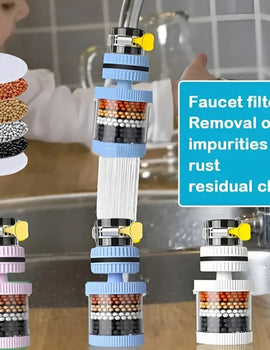 6-layers Water Filter Tap Purifier 360° Rotation Universal Faucet Aerator Splash Nozzle Mixer Bubbler Kitchen Bathroom Faucet