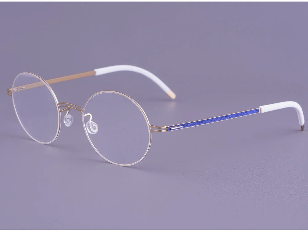 Round Screwless Pure Titanium Eyeglasses Frame