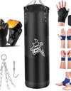 100/120cm Unfilled Heavy Punching Bag Professional Boxing Sandbag with Hanging Accessorie for MMA Muay Thai Kickboxing Taekwondo