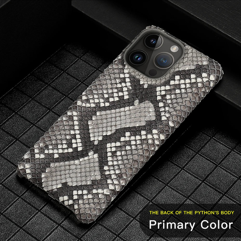 100% Genuine Python Leather Phone Cover Case For iPhone 16 15 14 Pro Max Plus 15Pro 14Pro 16Pro 16Plus Max Luxury