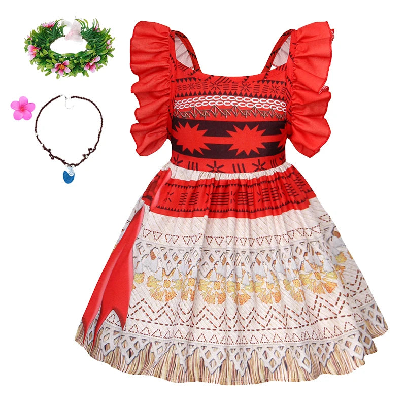 Girls Vaiana Dress Disney Moana 2 Cosplay Costumes Children Christmas Princess Party Outfit Clothes Kids Carnival Fancy Clothing