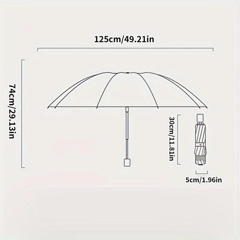 A super large foldable umbrella with black glue and sun protection, reinforced with 12 bones, sturdy for three men and women, su