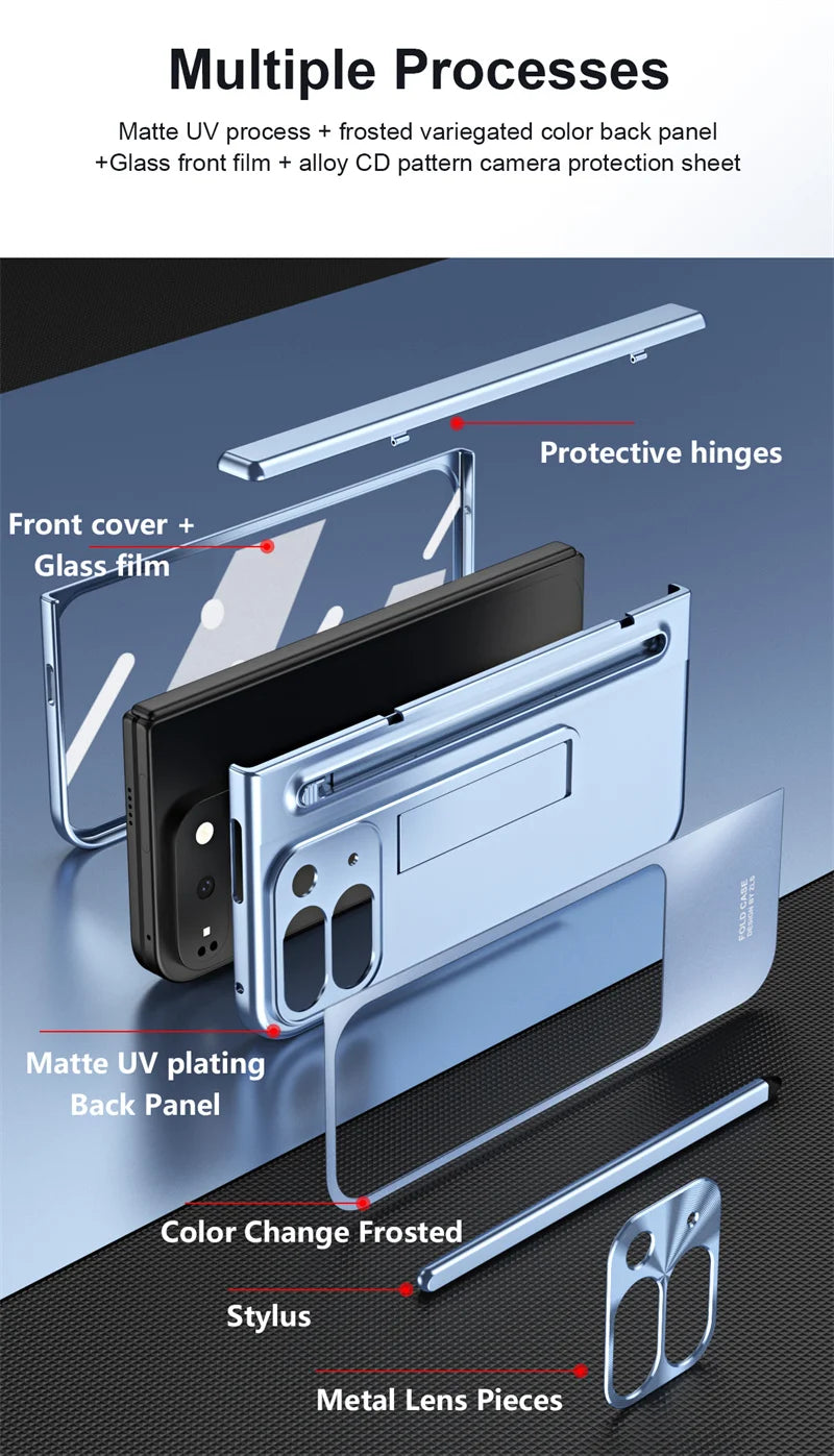 Electroplated Frosted lens Protection Tempered Glass Film Phone Case for Google Pixel 9 Pro Folding Hinge Phone Case