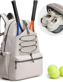 Tennis Bag Portable Tennis Backpack Large Capacity Ball Pack Racket Storage Daypack Outdoor Pickleball Bag with Shoe Compartment