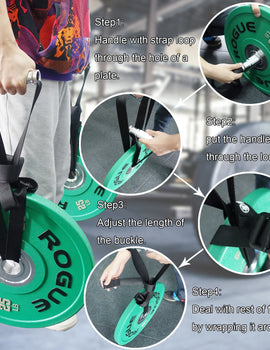 Heavy Duty Farmers Walk Straps Weightlifting Handle Straps for Barbell Plates Black Metal Gym Handles Functional Exercise Equipment