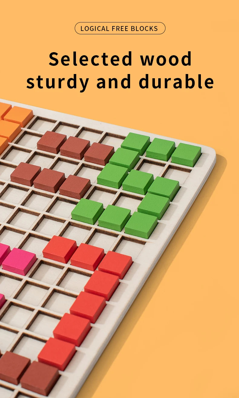 Wooden Pixel Mosaic Pattern Blocks Puzzle Game