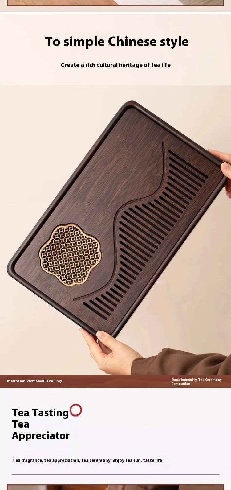 Household Portable Bamboo Tea Tray 48CM Tea Ceremony Wooden Tray Coffeeware Teaware Serving Tray For Chaban Tea Table