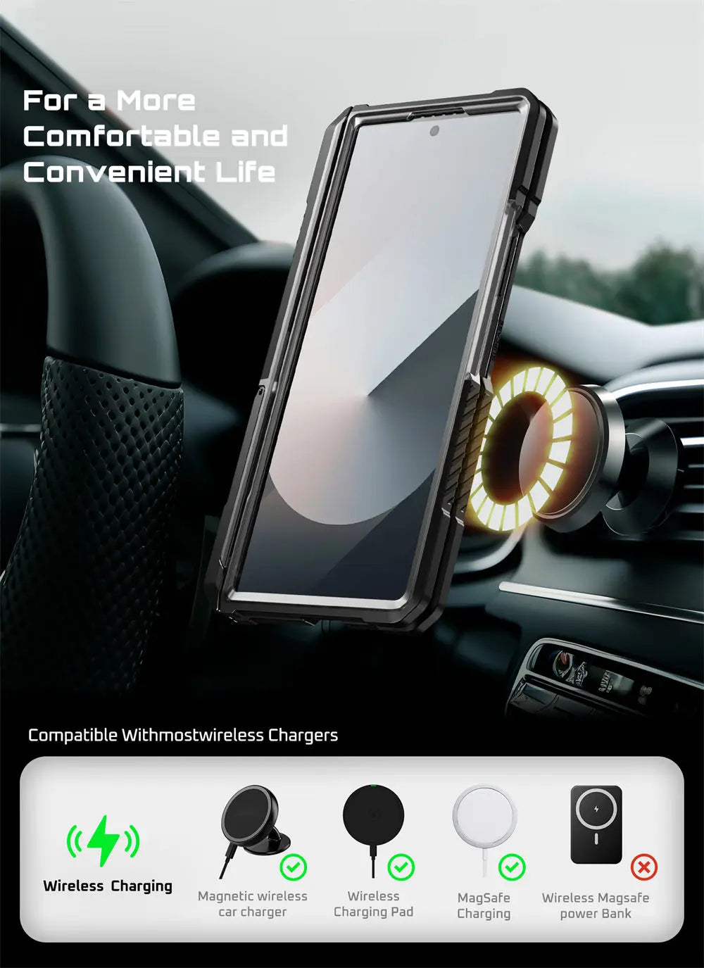 For Samsung Galaxy Z Fold 7 Case UB Grip Anti-Scratch Heavy Duty Rugged  Phone Case with Screen Protector