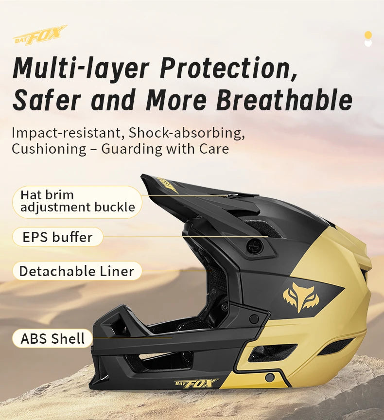Off Road Full Face Mountain Bike Helmet With Adjustable Visor