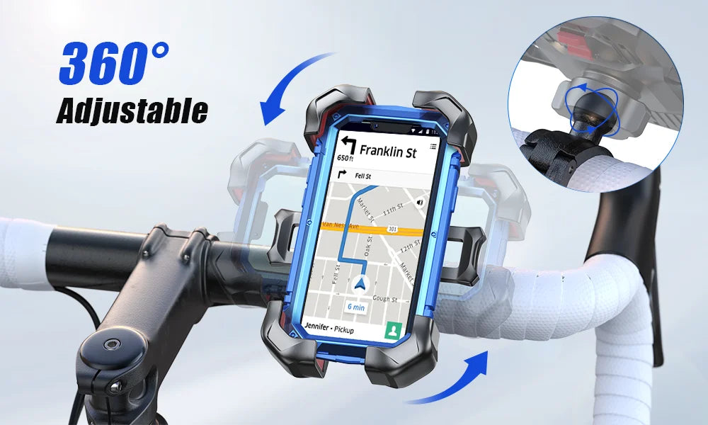 Universal Bike Phone Holder for 4.7-7 inch Mobile Phone 360°View Bicycle Phone Holder Stand Shockproof Bracket JR-ZS288