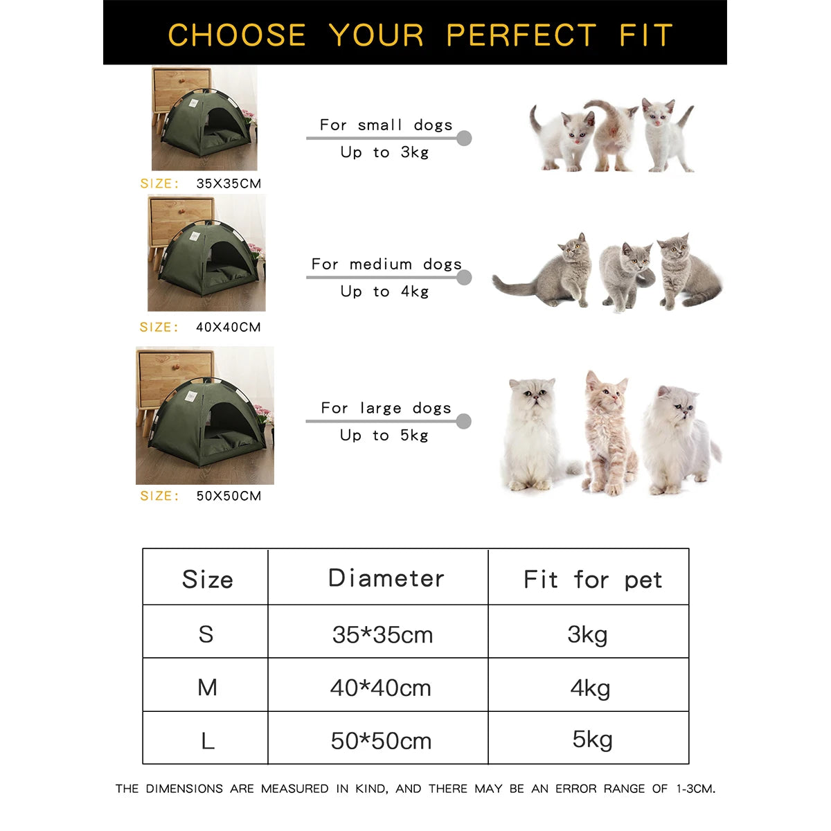 Clamshell Pet Tent Bed House for Cats and Small Dogs