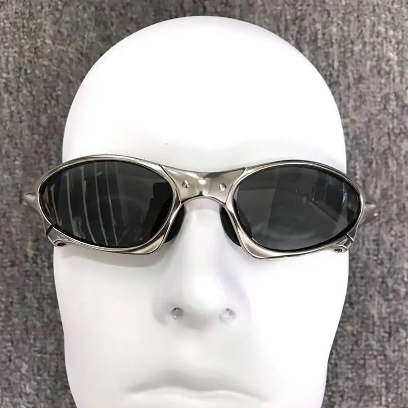 Polarized UV400 Cycling Sunglasses – Silver Metal Frame Fishing Riding Bicycle Eyewear