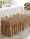 Stretch Long Bench Cover with Skirt Seersucker Ottoman Covers Elastic Piano Stool Protector Bedroom Bedside Footrest Slipcovers
