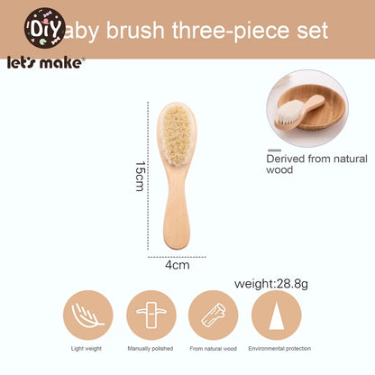 Let's Make Baby Care Hair Brush For Kids Girl Bath Showerb Pure Natural Wool Wooden Comb Hairbrush Infant Newborn Massager