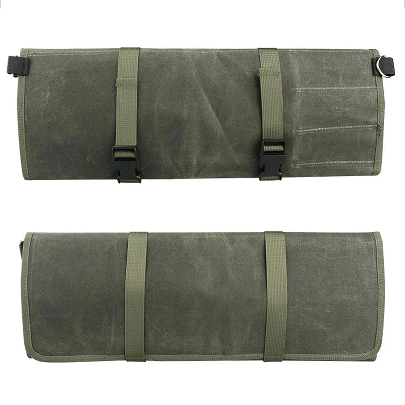 Portable Kitchen Chef Knife Bag With Tools Storage Pockets Waxed Canvas Cooking School Camping Knives Carry Case Roll Organizer