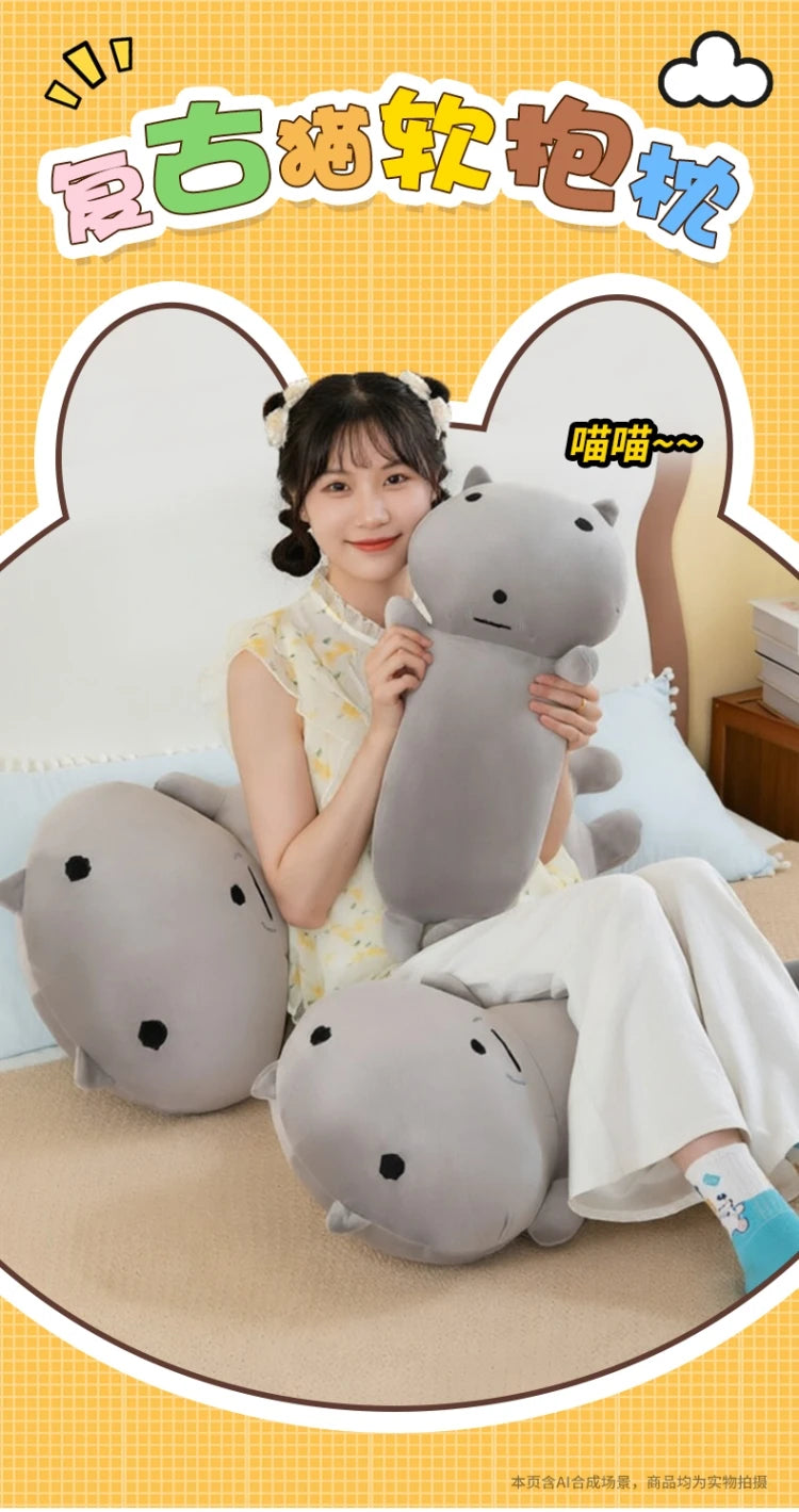 95cm Grey Cat Plush Toy Long Hugging Pillow