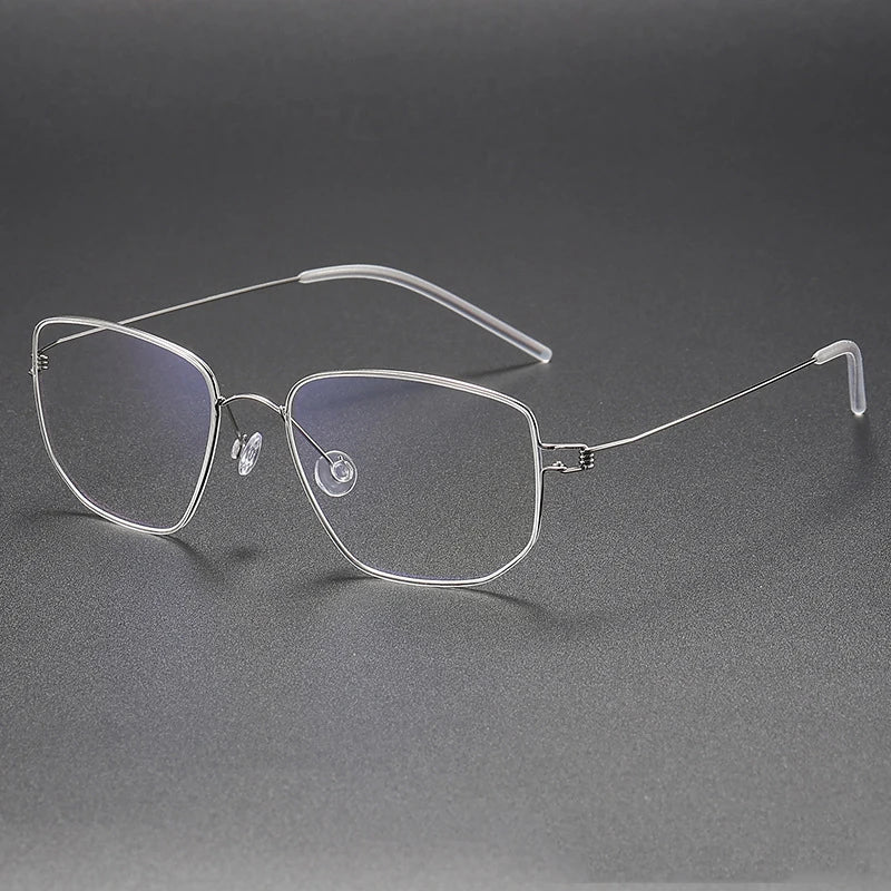 Irregular Polygon Titanium Screwless Eyeglasses Frame