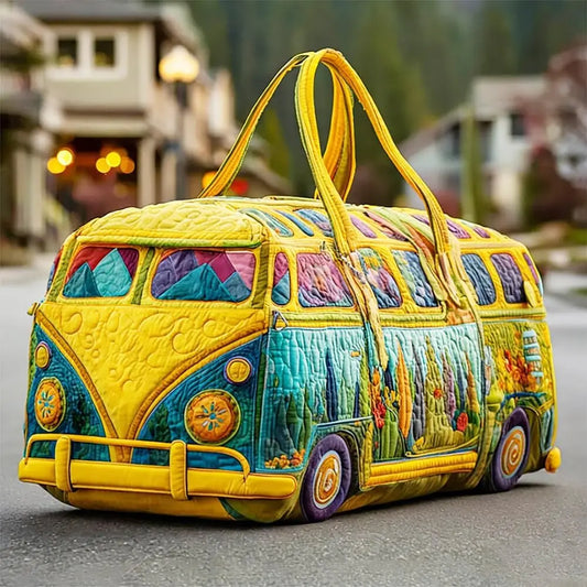 Hippie Van Quilted Travel Duffle Bag Large Capacity Canvas Style Tote