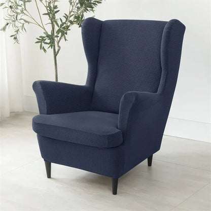 Polar Fleece Stretch Wing Chair Cover Elastic Single Wingback Chairs Covers with Seat Cushion Cover Relax Armchair Slipcovers