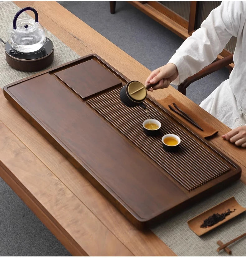 Tea Tray Household Solid Wood Tea Brewing Table Light Luxury High-End Tea Tray Kung Fu Tea Set Office Desk Wooden Tray