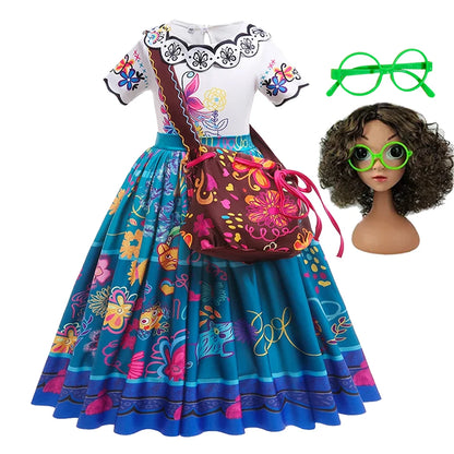 Girls Encanto Costume Mirabel Halloween Carnival Princess Mirabel Suit Party Cosplay Costume Kids Vestido 2-10 Years