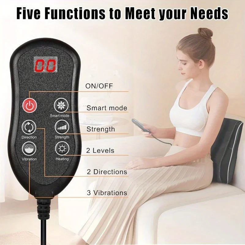 Electric Shiatsu Massage Pillow Neck Airbag Traction Body Massager Car with Heating and Vibration Function