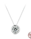 925 Sterling Silver 1CT Moissanite Classical Round Pendant Necklace For Women Diamond Cut