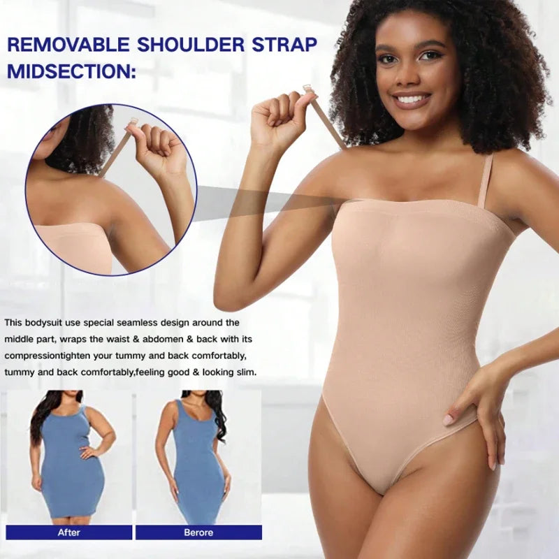 Off Shoulder Bodysuit Shapewear Women Waist Trainer Thongs Body Shaper Slimming Underwear Corset