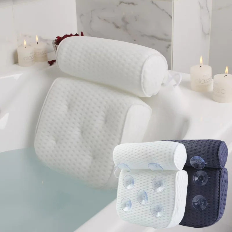 Universal 4D Bathtub Pillow Household Bath SPA Massage Pillows 7 Suction Cup Non-slip Bath Back Pillow Bathroom Accessories