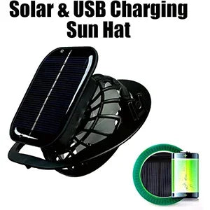 Wide Brim Solar Fan Hat With Dual Fans
