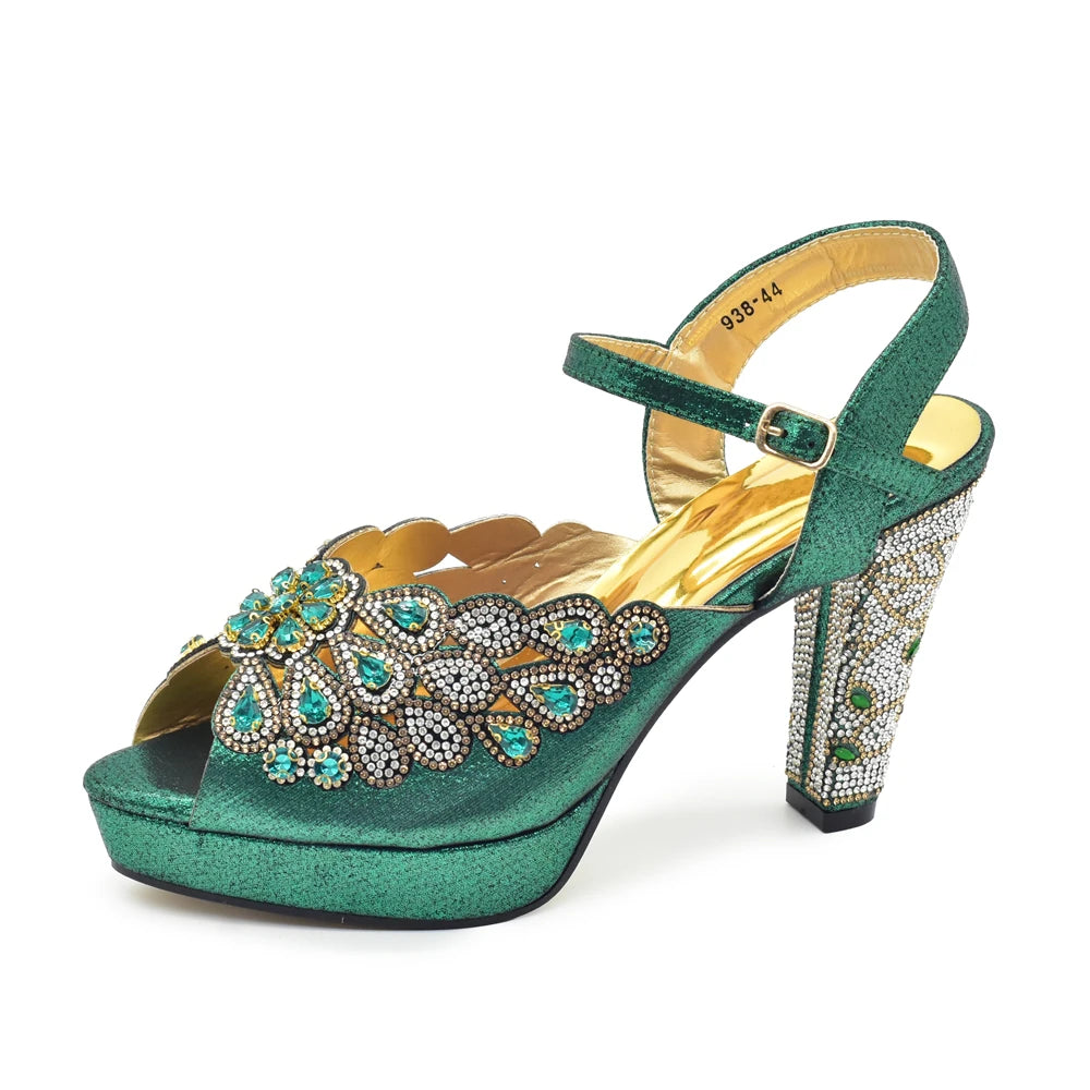 Style Matching Bag and Shoes Set Italian Women Design Shoes Matching Bag Decorated with Rhinestone Luxury Pumps Women
