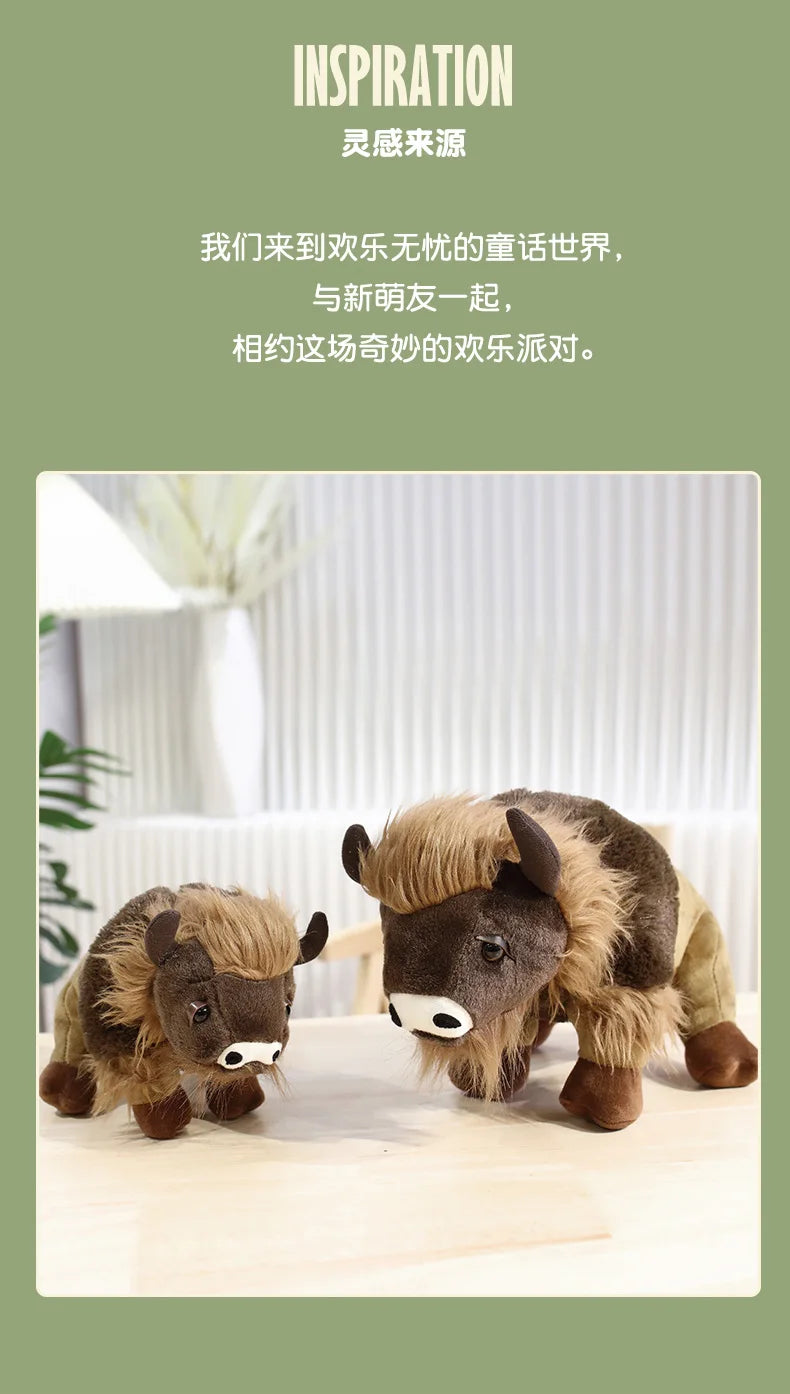 Lifelike Bull Buffalo Cow Bison Plush Stuffed Animal