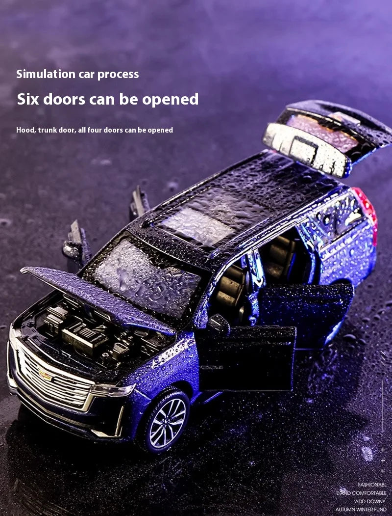 Diecast 1:32 Cadillac Escalade SUV Alloy Model Sound And Light Pull Back Toy Accessories For The Car Birthday Present For Boys