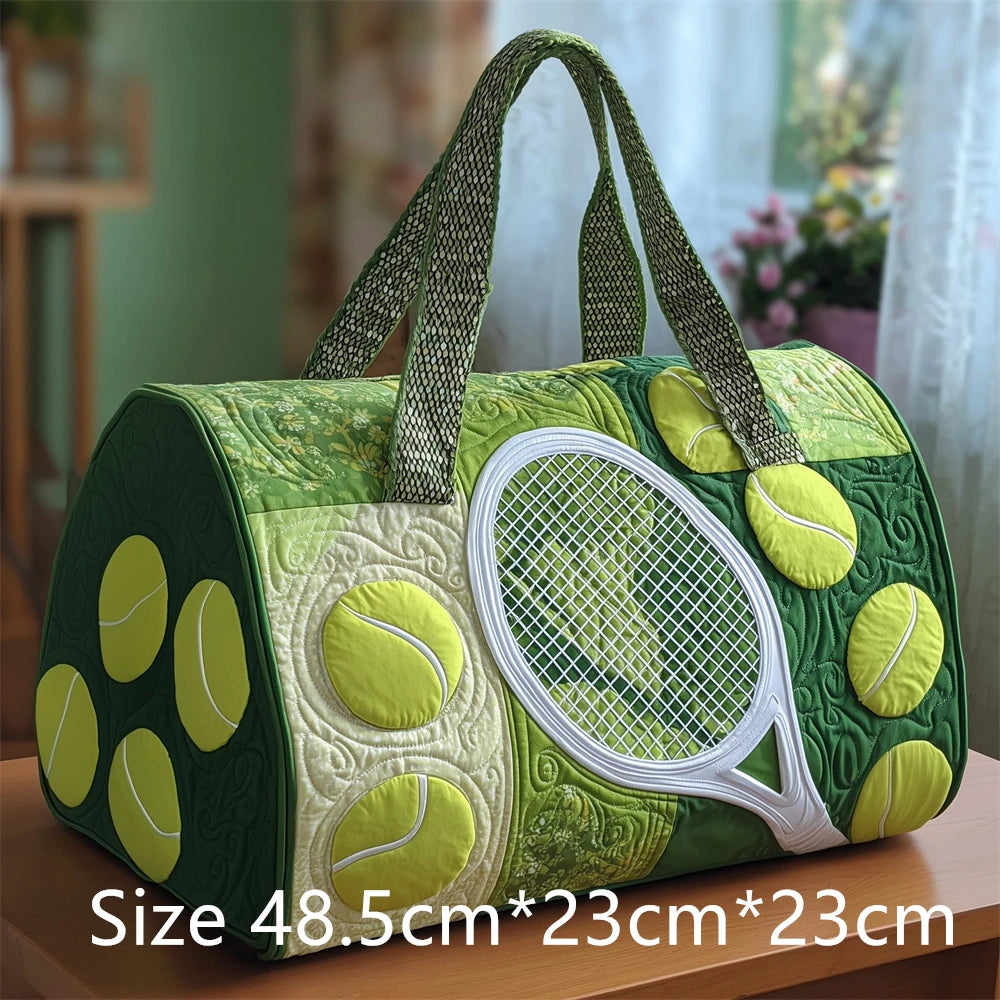 Tennis Racket 3D Printed Quilted Duffel Bag Large Capacity Sports Travel Gym Bag Fashion Weekender Overnight Bag for Men Women
