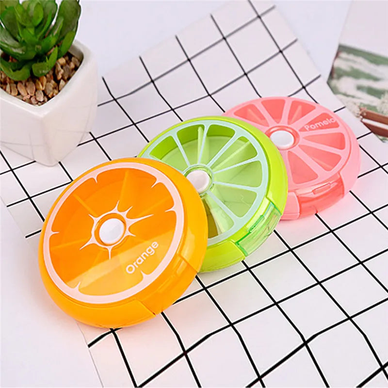 Round Pill Case Plastic 7 Days Weekly Tablet Candy Box Portable Storage Tablet Holder Travel Pill Container Colorful Pill Box