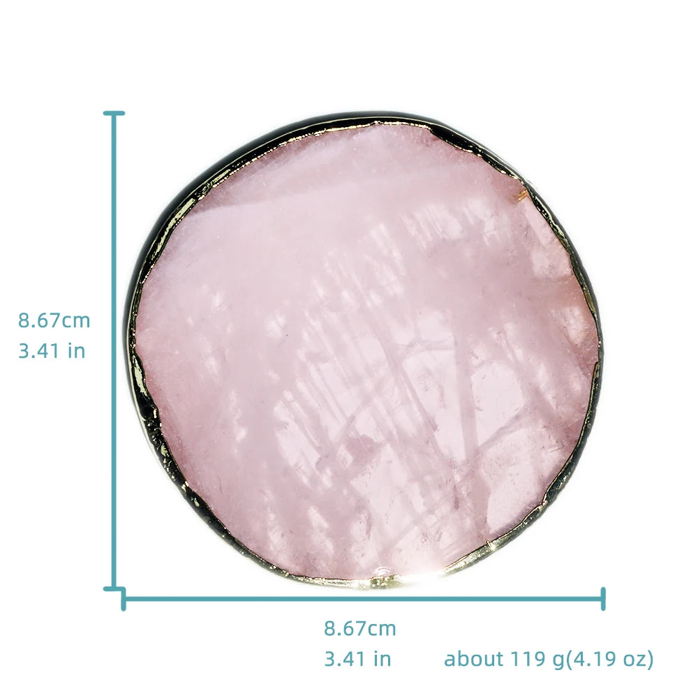 Home Creative Crystal Coaster Handmade Macrame Cup Cushion Natural Rose Quartz Non-slip Coffee Cup Round Mat Cook Accessories