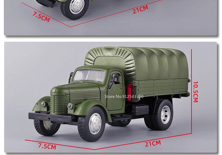 1:24 CA10 Vintage Truck Armored Car Model Toy Alloy Diecast Military Carrier Transport Vehicles Models Sound Light s Gifts