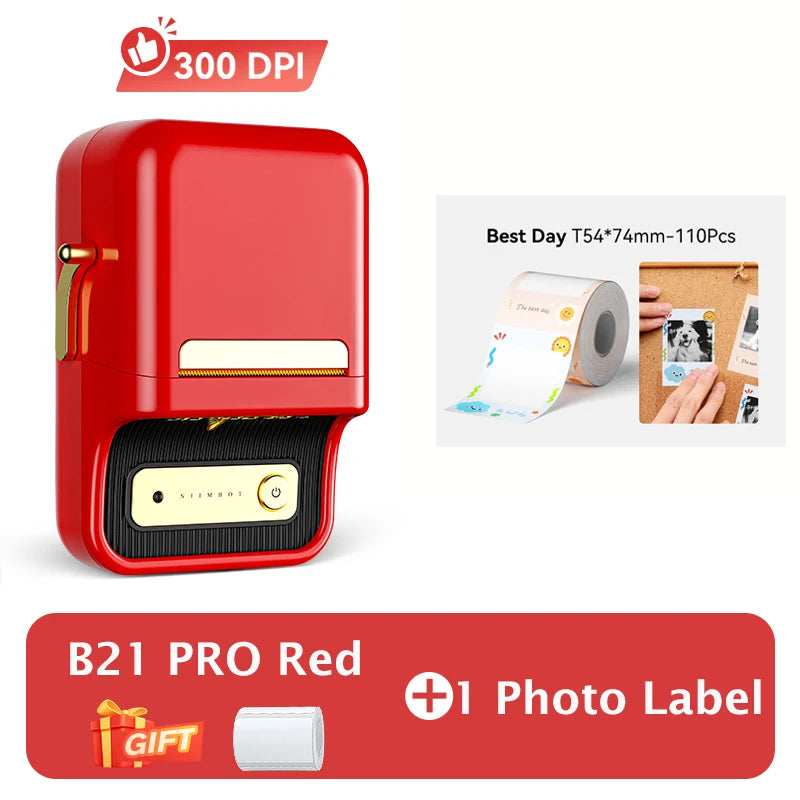 B21 / B21 Pro Thermal Label Printer, Bluetooth Wireless Sticker Maker 20–50mm, Portable Inkless Barcode Label Printer for Office & Retail