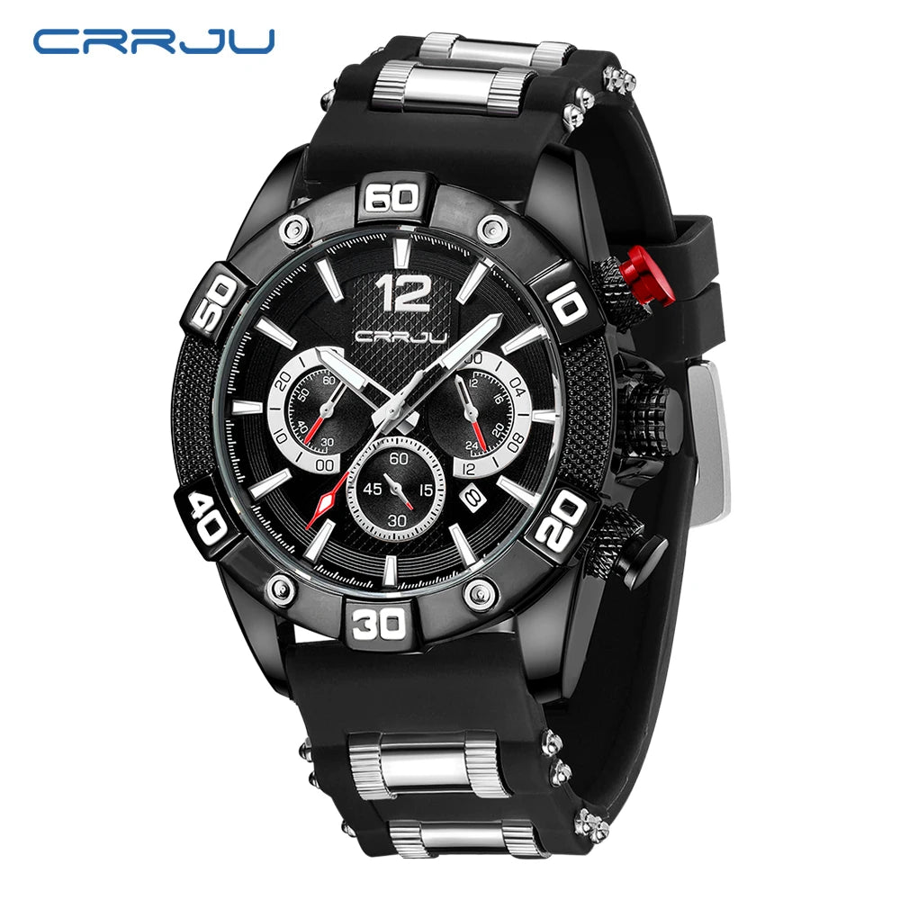 Men Watch Quartz Chronograph Full Steel Waterproof Wristwatch with Date