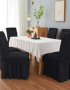 1PC Seersucker Chair Cover with Skirt Stretch Wedding Chairs Covers Dining Room Universal Size Seat Slipcovers for Banquet Party